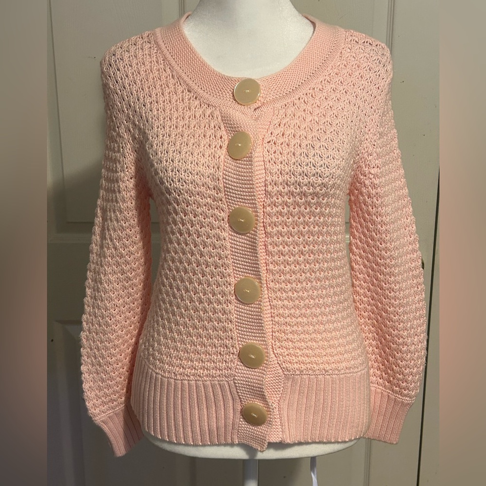 Tommy Hilfiger light pink cardigan sweater size Small Petite